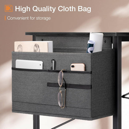 Computer Desk Large Office Desk, 48 Inch Writing Desk with Storage, Modern PC Desk Work Table with Headphone Hook for Home Office, Black