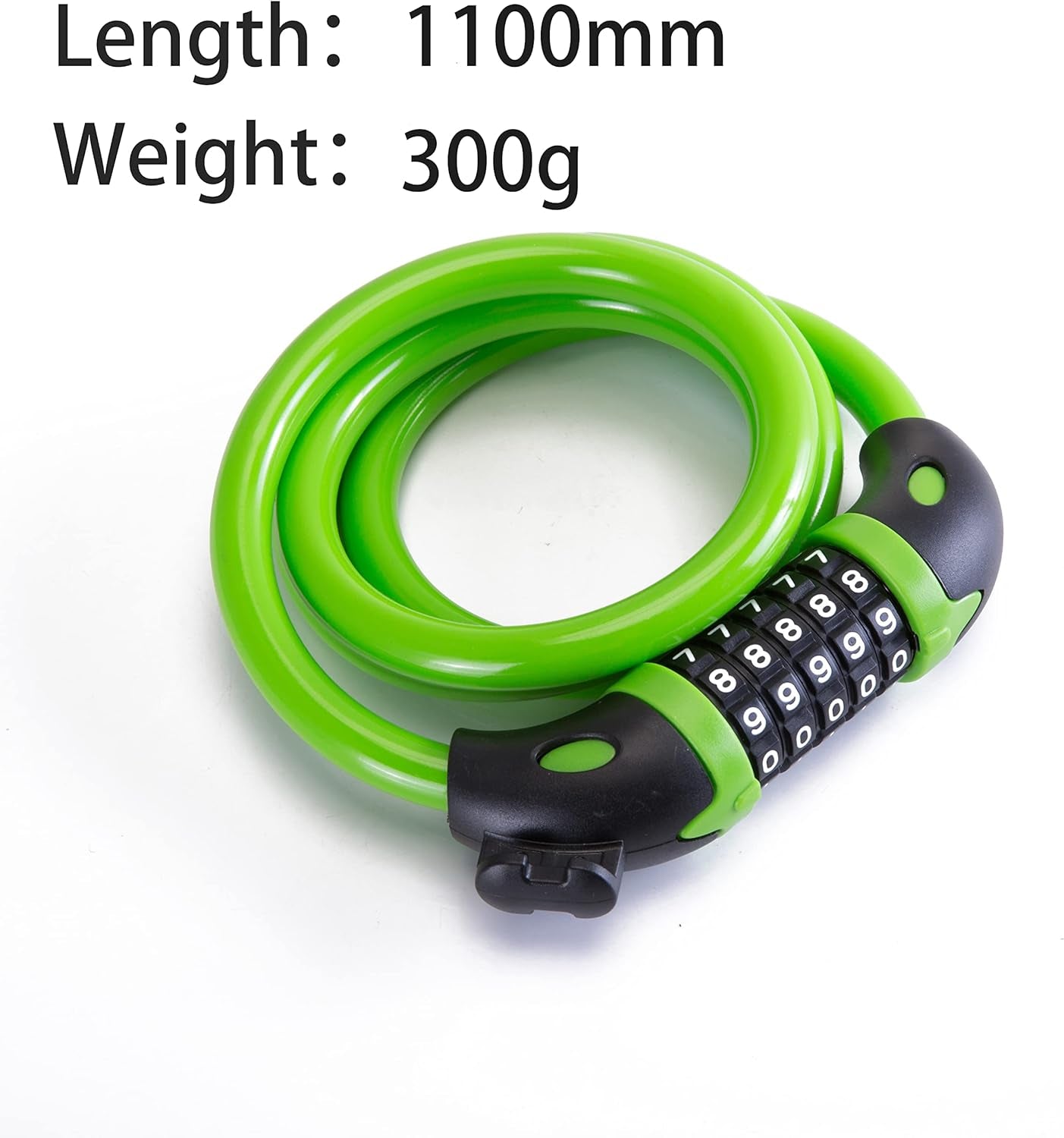 Bike Lock Bicycle Lock Chain ，5-Digit Combination Lock Core Steel Wire Bike Lock Security&Portable Bicycle Locks,1.1M X 1/2 Inch (Green)