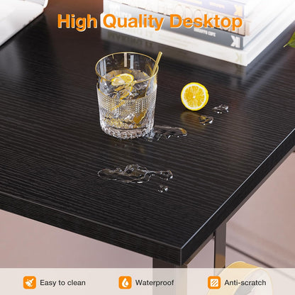 Computer Desk Large Office Desk, 48 Inch Writing Desk with Storage, Modern PC Desk Work Table with Headphone Hook for Home Office, Black